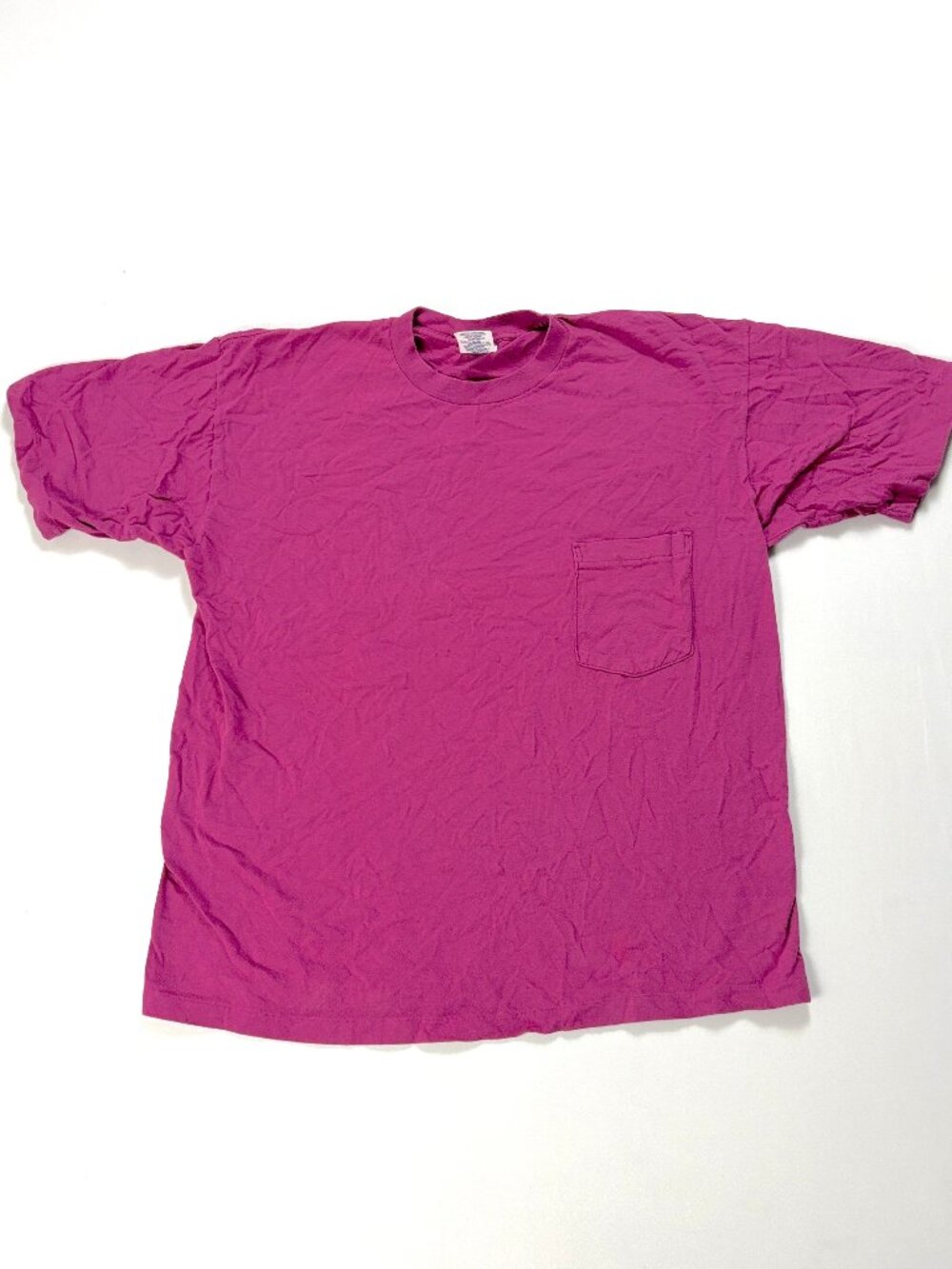 Vintage Gap Womens Solid Pocket T Shirt Magenta Pink Fuchsia Sz L Made In USA